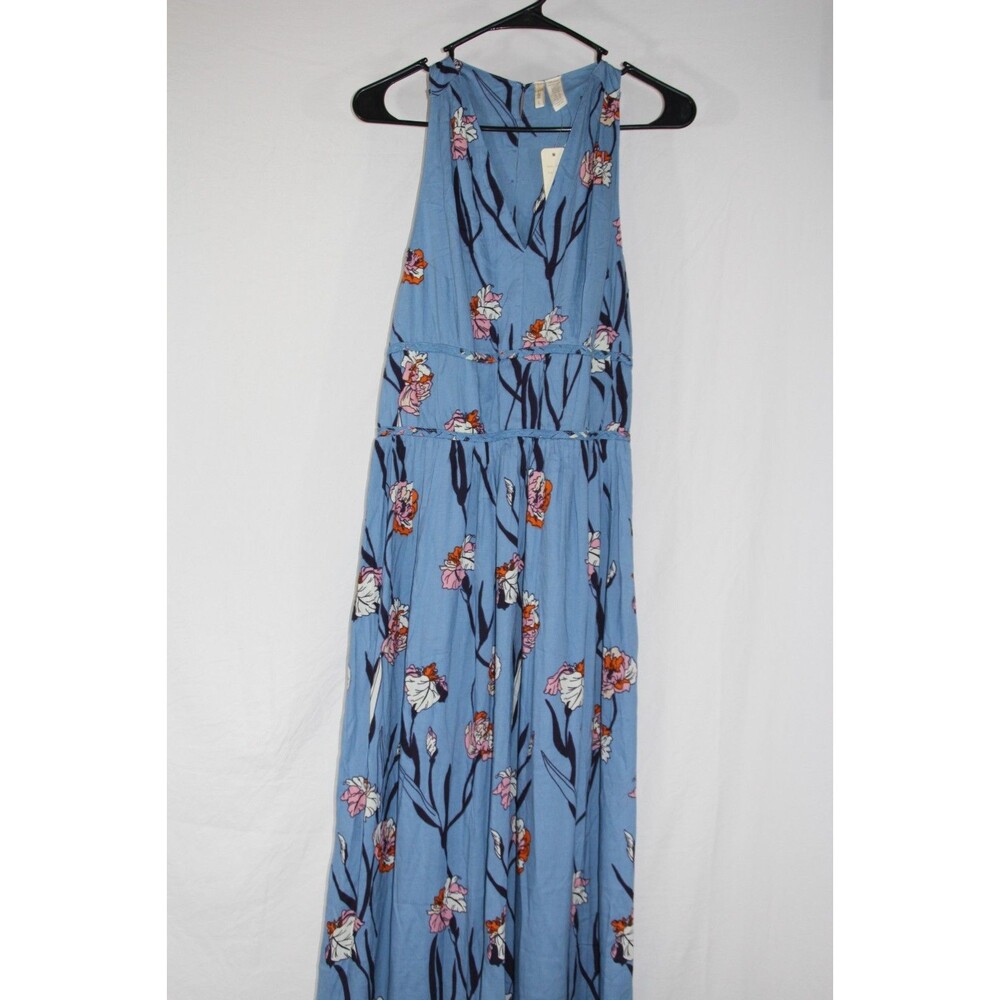 Japna Beautiful Multicolor Sleeveless Floral Maxi Dress Size L Rayon Boho NEW